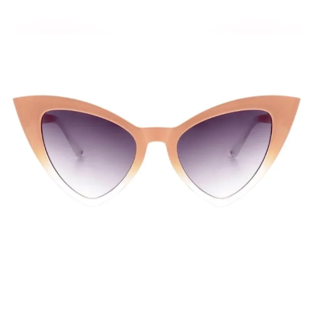 TINTED PINK RETRO TRIANGLE CAT EYE SUNGLASSES - Picture 2 of 3